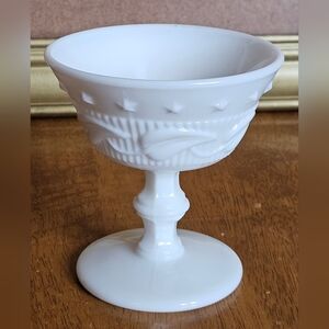 Vintage Fosteria Wistar White Milk Glass Pedestal Bowl